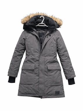 Aritzia Gray Parka with Faux Fur Hood Trim